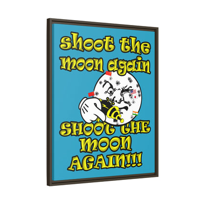 shoot the moon again - framed canvas art (turquoise)