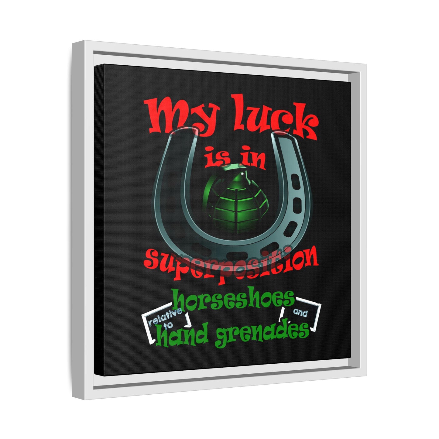 my luck - framed canvas art (black)