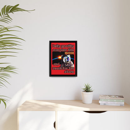 defy conquer reach - framed canvas art (red)