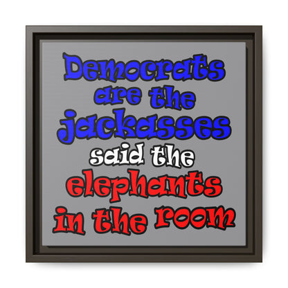 donkeys and elephants - framed canvas art (grey)