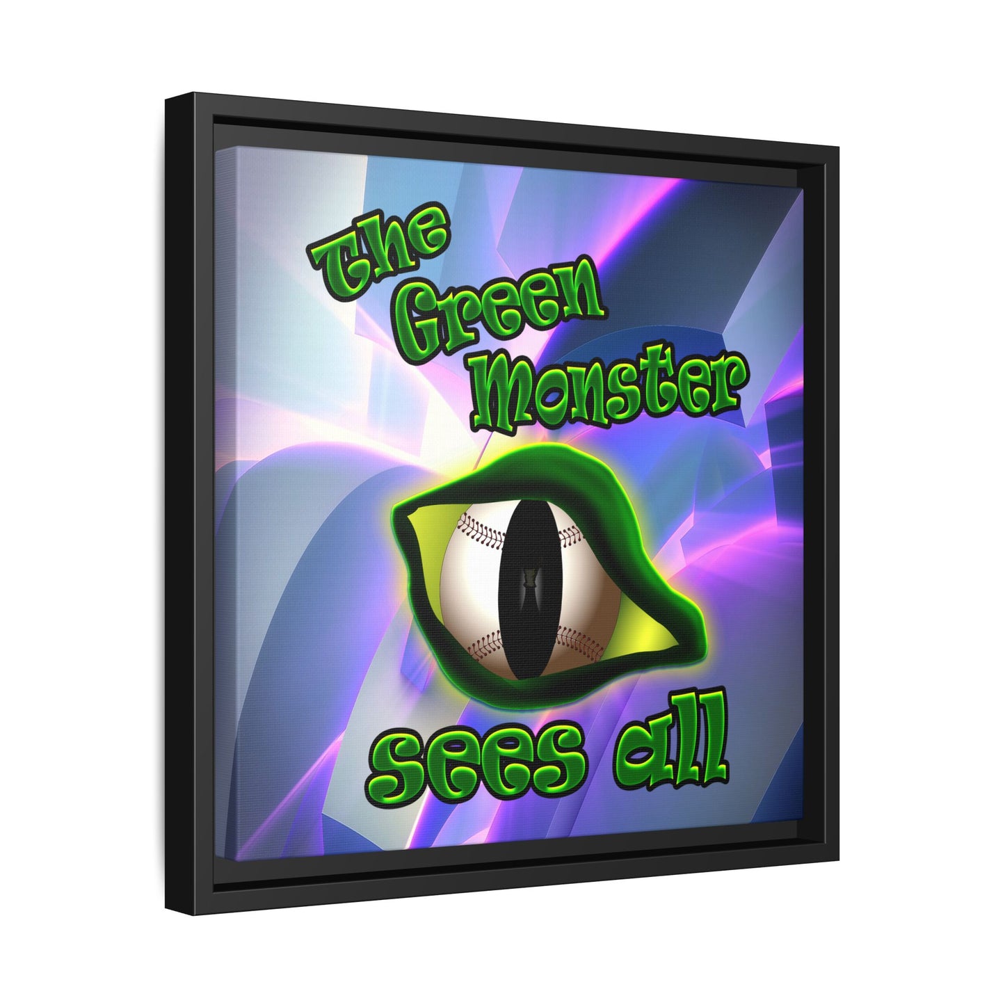 green monster - framed canvas art (grey-pink wave)