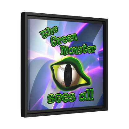 green monster - framed canvas art (grey-pink wave)