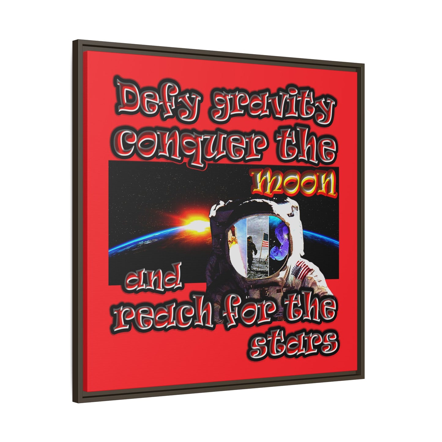 defy conquer reach - framed canvas art (red)