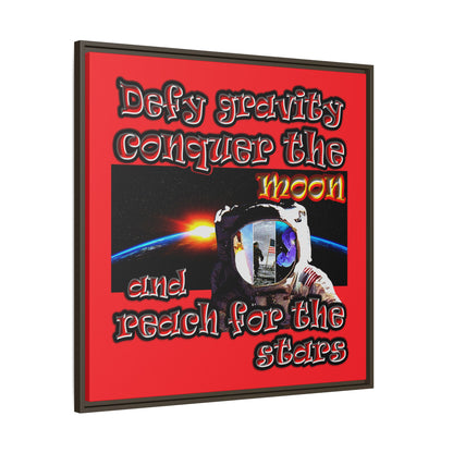 defy conquer reach - framed canvas art (red)