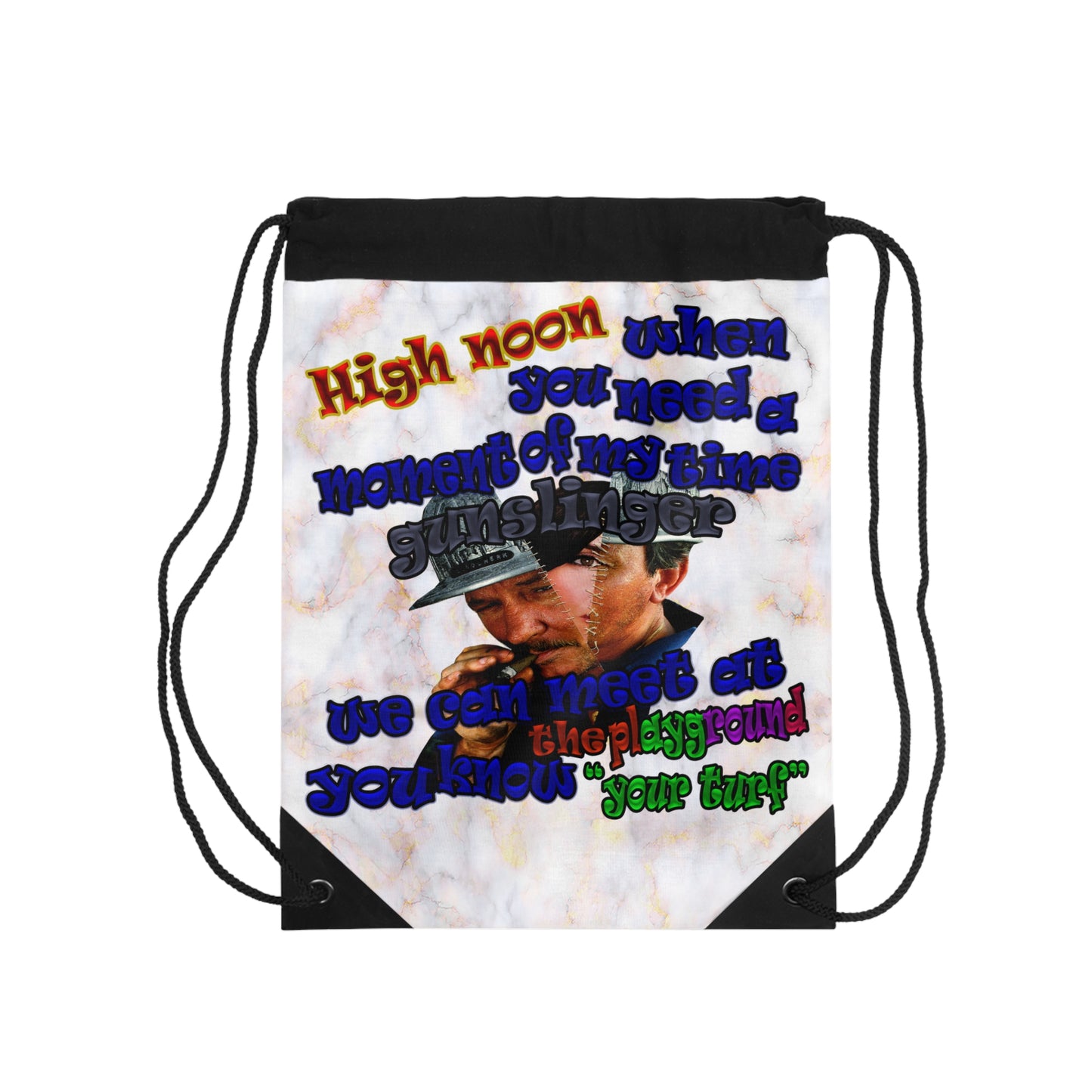 high noon - Drawstring Bag (white marble)