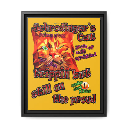 schrodinger's cat - framed canvas art (yellow)