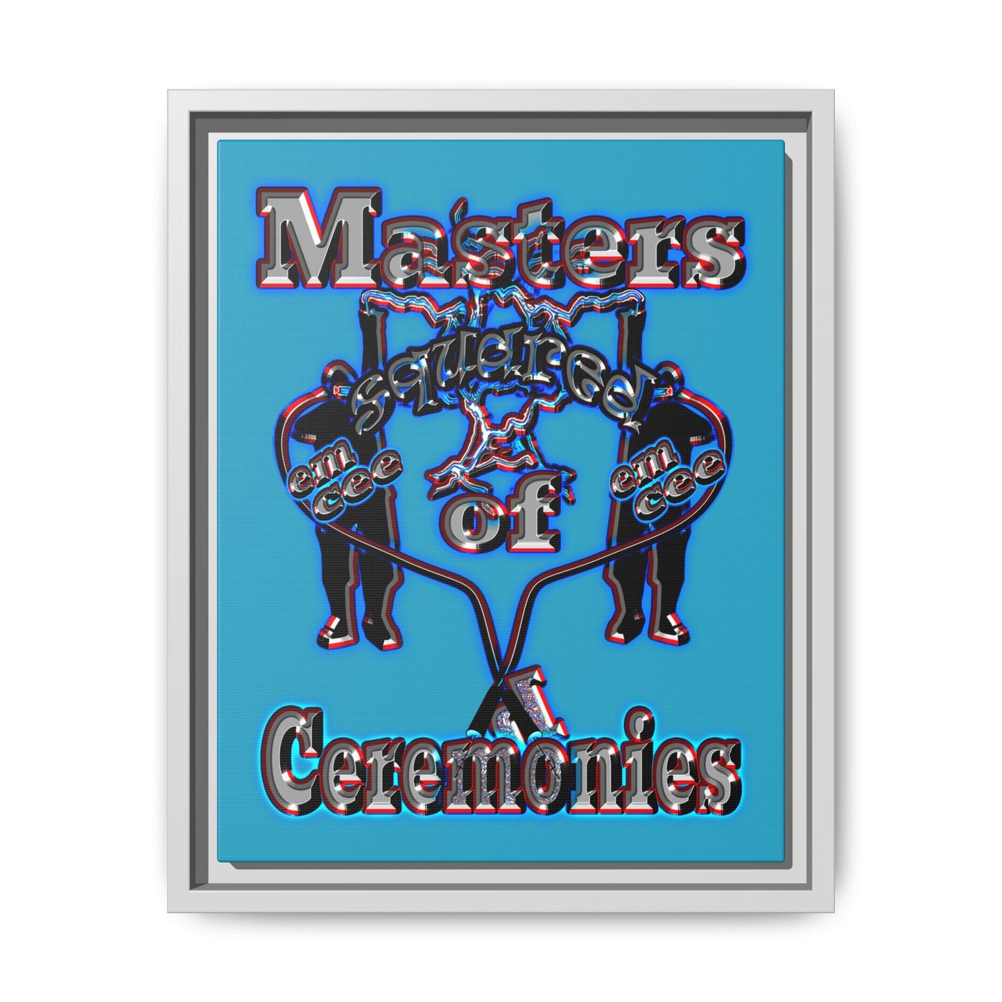 em cee squared - framed canvas art (turquoise)