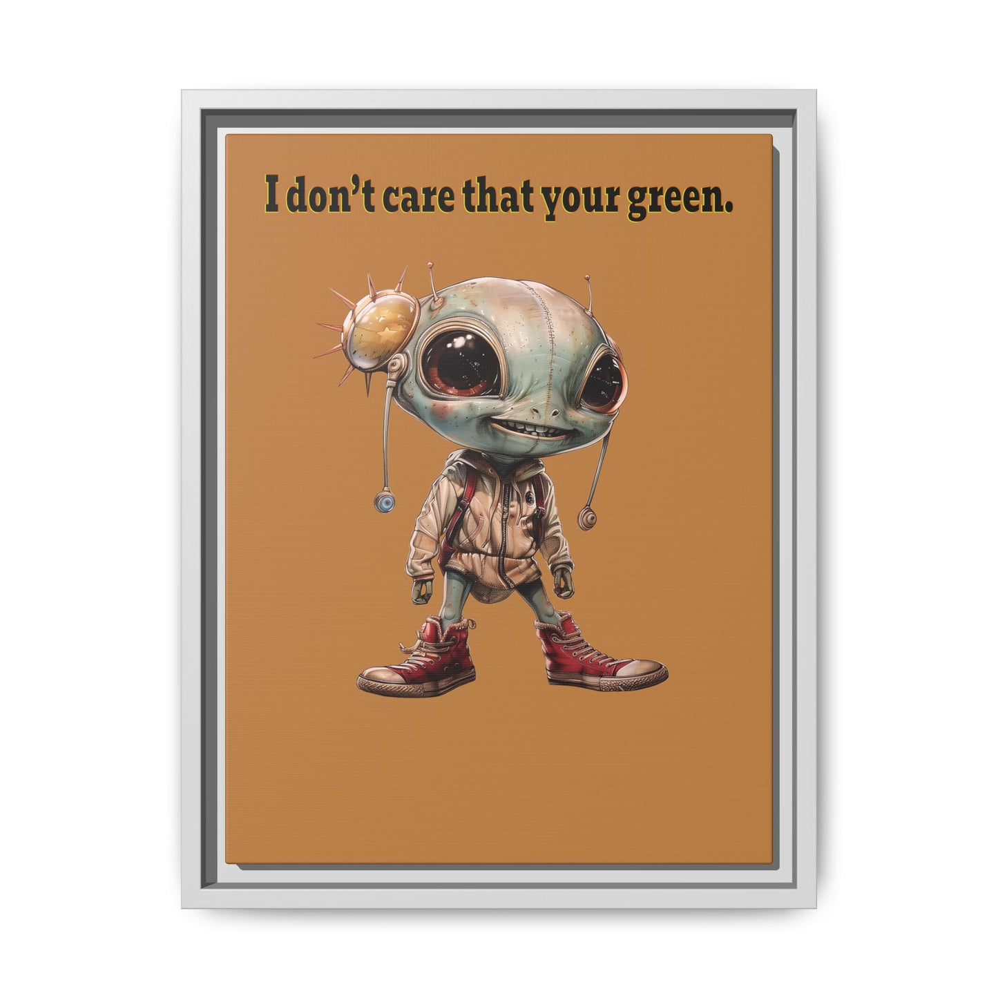 I don't care that your green - framed canvas art (light brown)