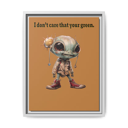 I don't care that your green - framed canvas art (light brown)