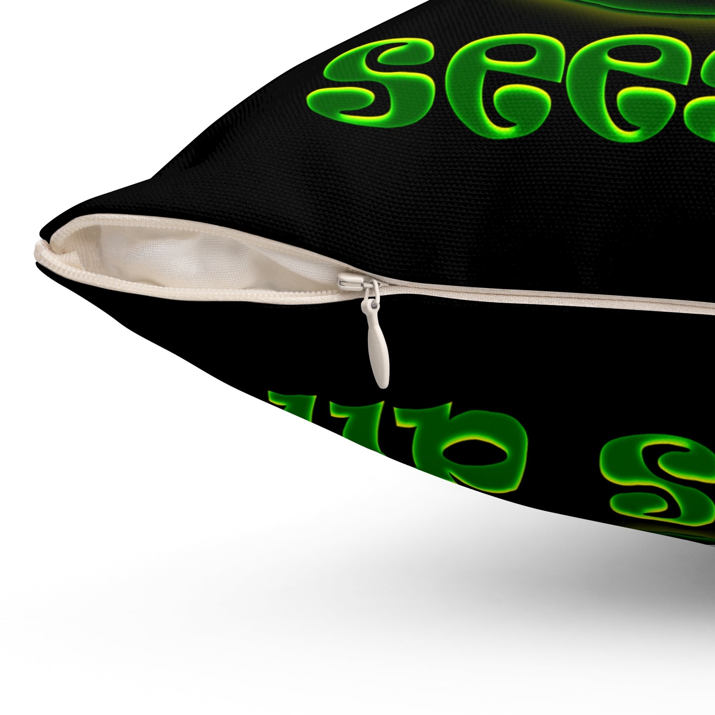 green monster - Spun Polyester Square Pillow - (black)