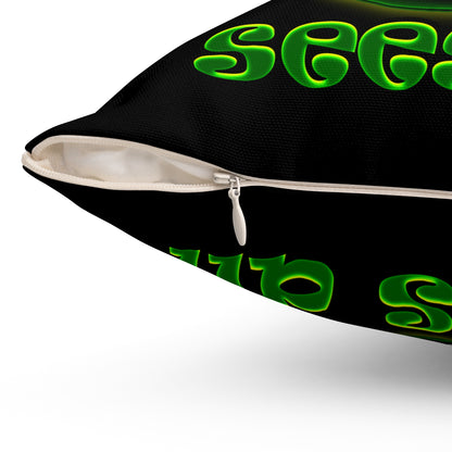 green monster - Spun Polyester Square Pillow - (black)