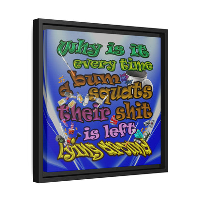 the bum's shit - framed canvas art (blue-white wave)
