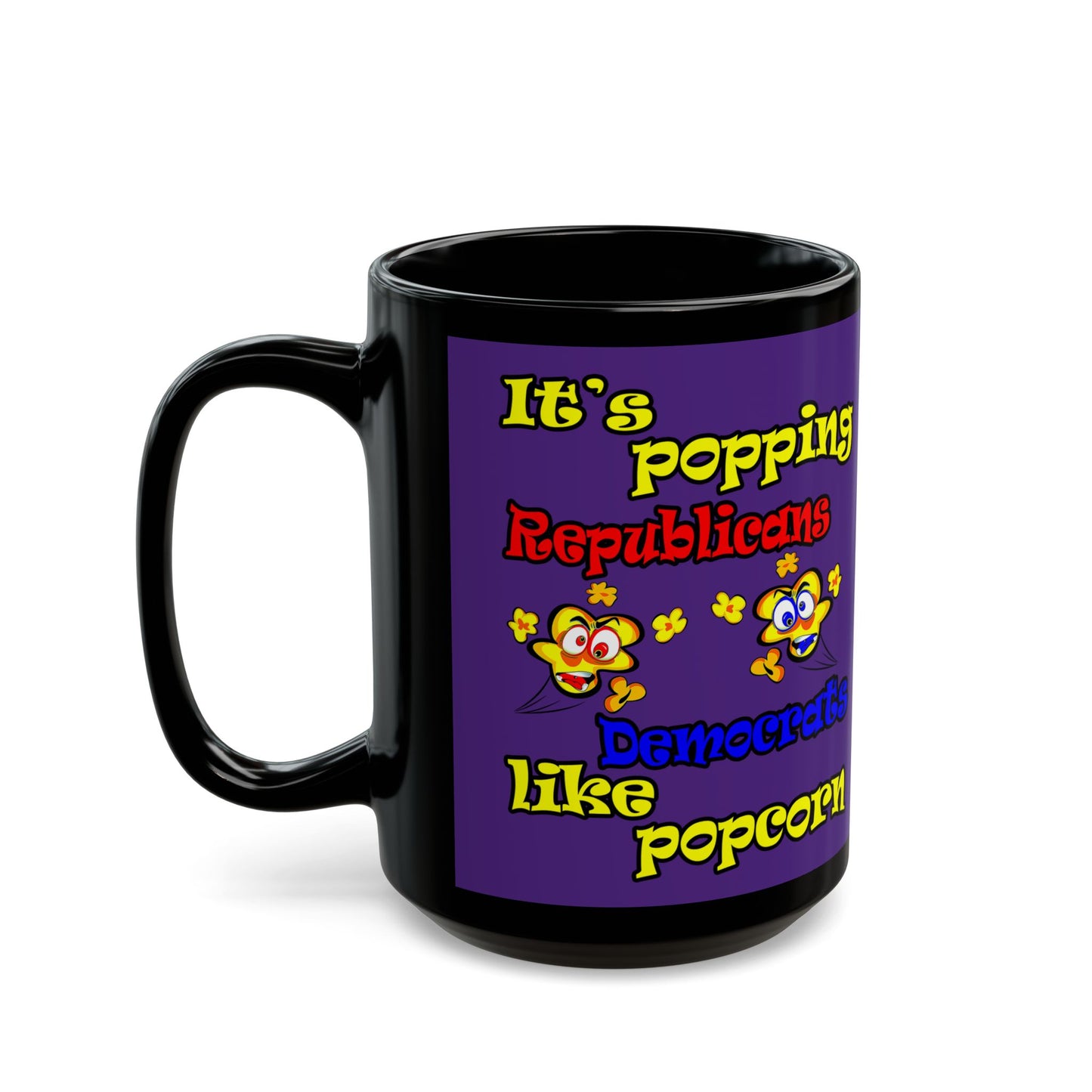 popping like popcorn - Black Mug (purple)