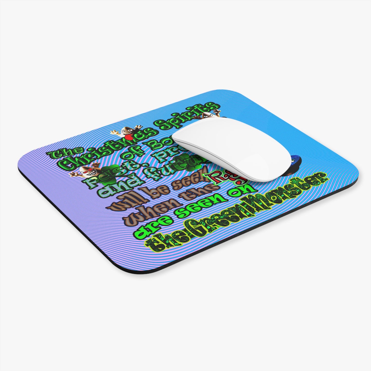 christmas spirits of boston - Mouse Pad (Rectangle) (light blue-purple wave)
