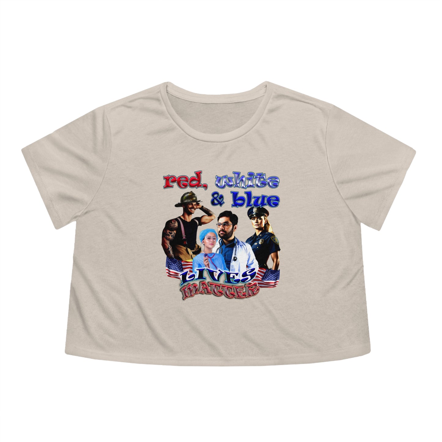 rw&b lives matter - Women's Flowy Cropped Tee