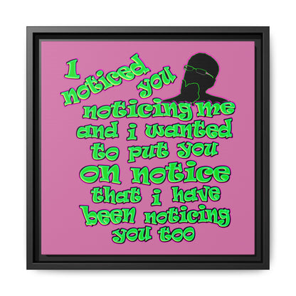 noticed you noticing - framed canvas art (light pink)