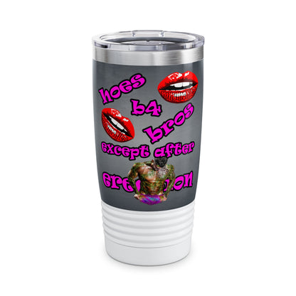 hoes b4 bros - Ringneck Tumbler, 20oz (grey-light grey)