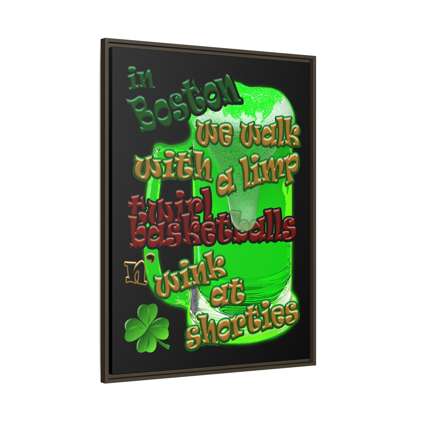 celtics logo - framed canvas art (black)