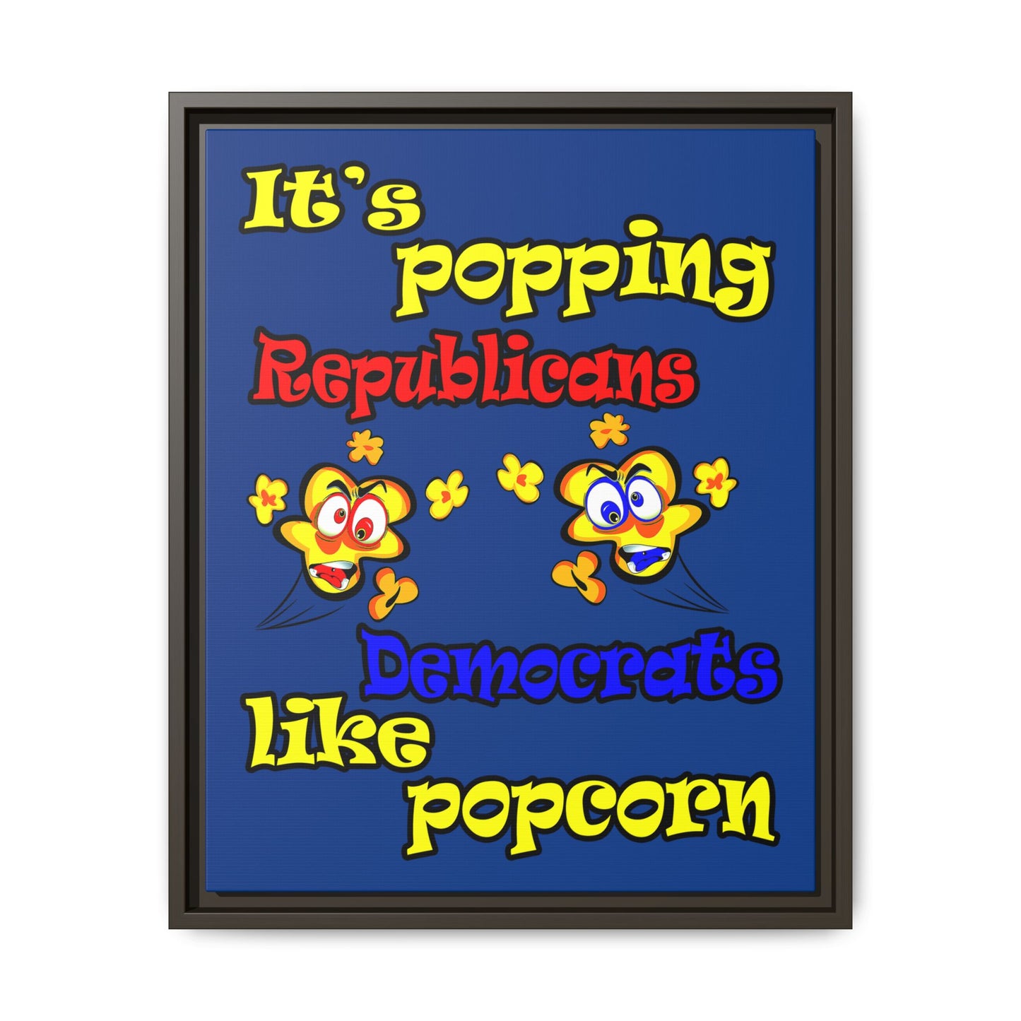 popping like popcorn - framed canvas art (dark blue)