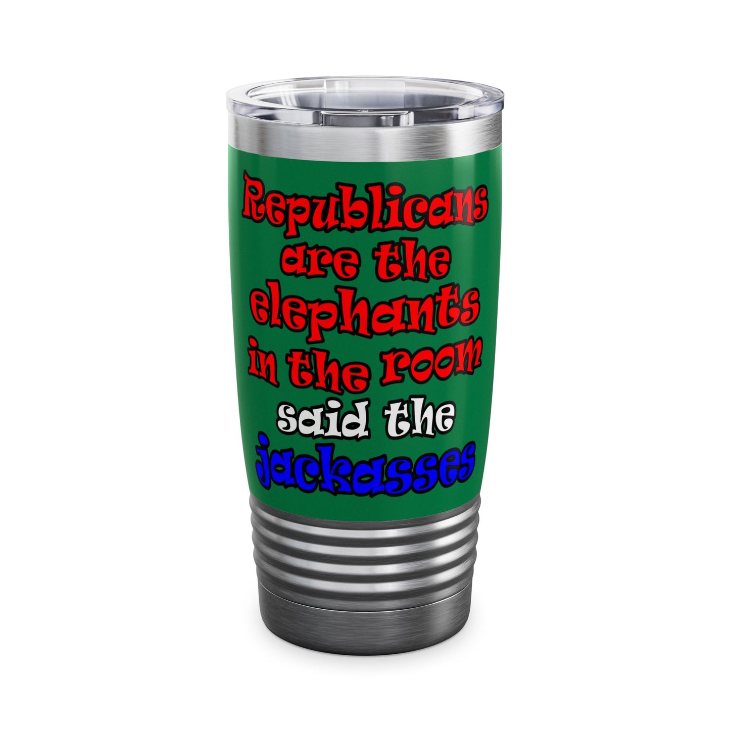 donkeys and elephants - Ringneck Tumbler, 20oz (dark green)