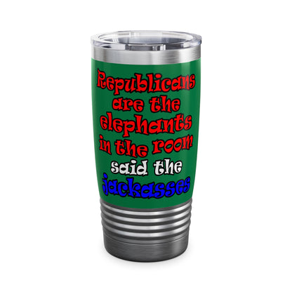 donkeys and elephants - Ringneck Tumbler, 20oz (dark green)