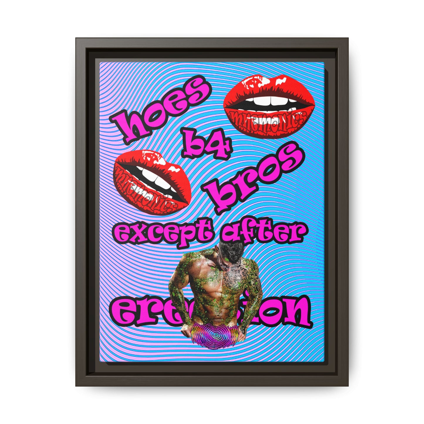 hoes b4 bros - framed canvas art (light blue-purple wave)