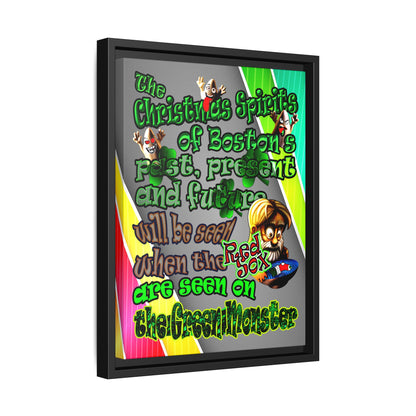 christmas spirits of boston - framed canvas art (rainbow split)
