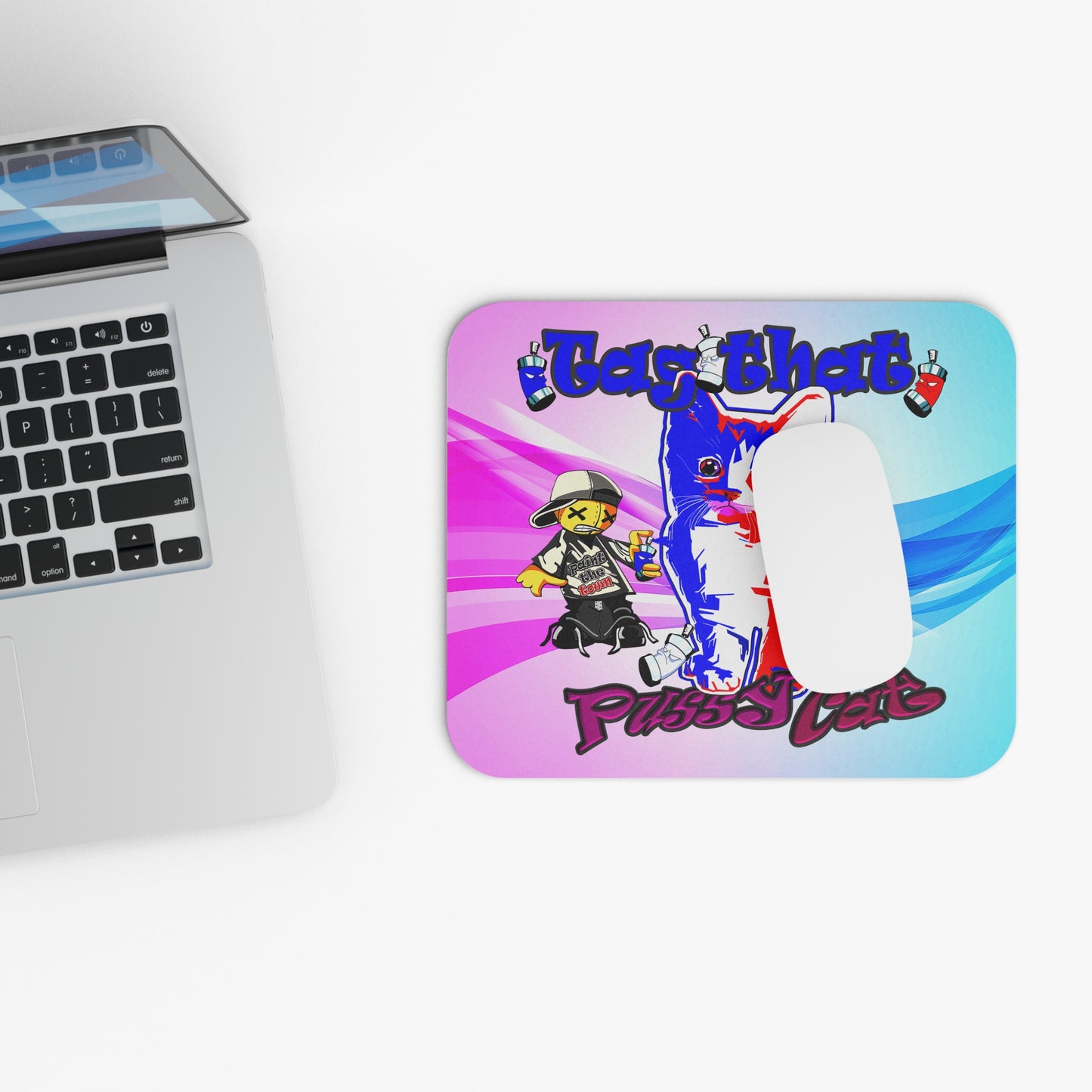 tag that - Mouse Pad (Rectangle) (light blue-pink wave)