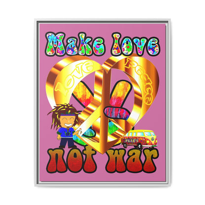 love peace - framed canvas art (light pink)