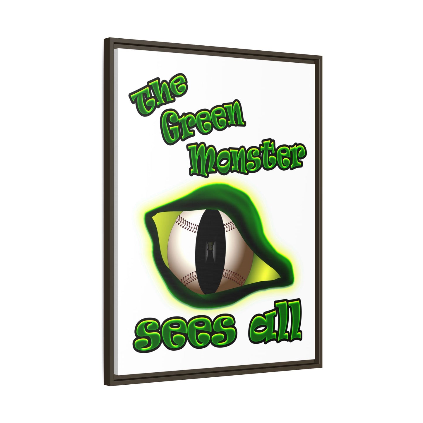 green monster - framed canvas art (white)