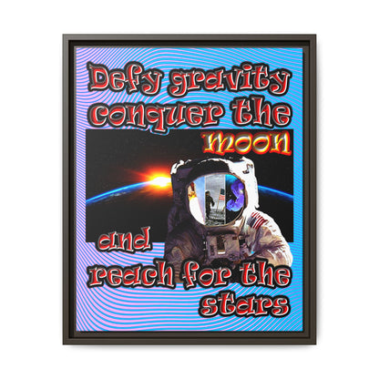 defy conquer reach - framed canvas art (light blue-purple wave)