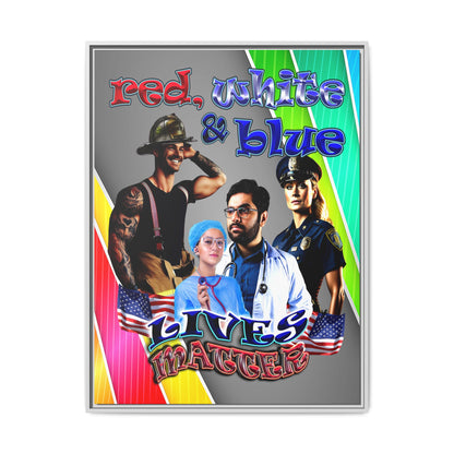 rw&b lives matter - framed canvas art (rainbow split)