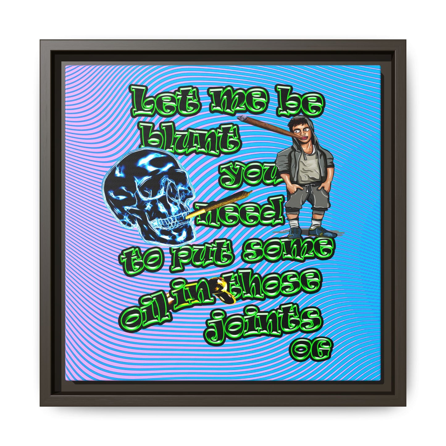 og - framed canvas art (light blue-purple wave)