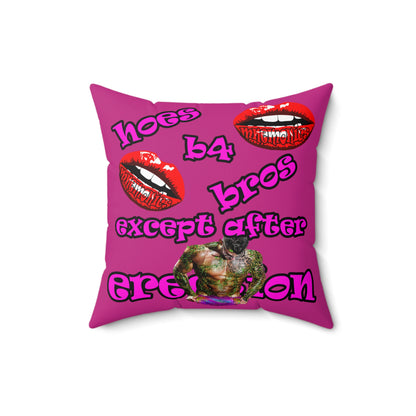 hoes b4 bros - Spun Polyester Square Pillow - (pink)