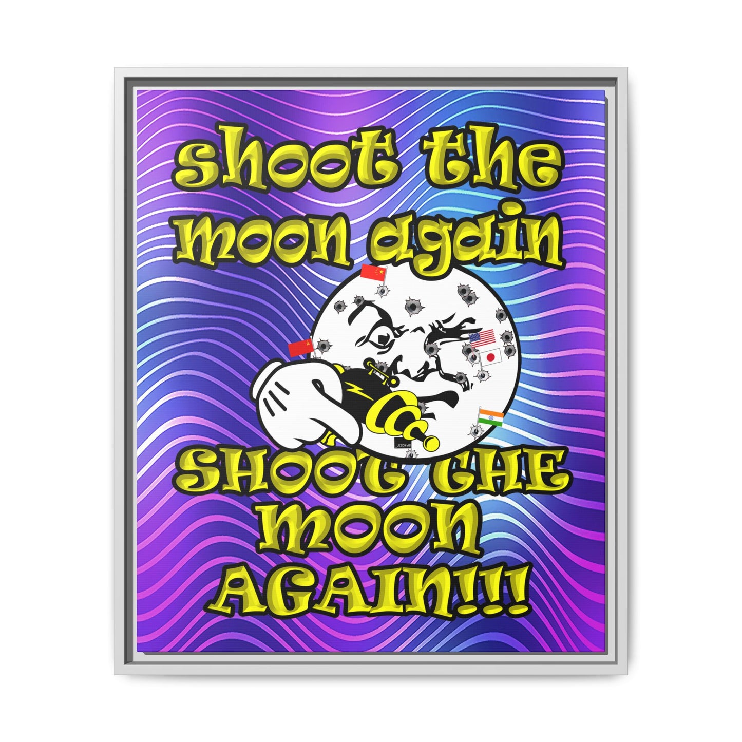 shoot the moon again - framed canvas art (purple wave)