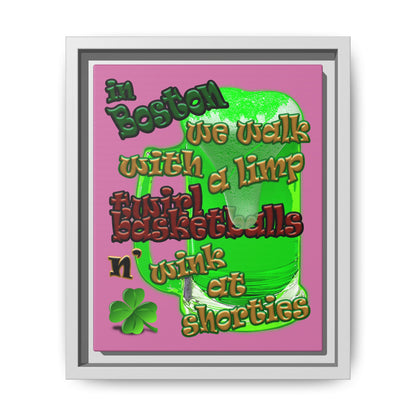 celtics logo - framed canvas art (light pink)