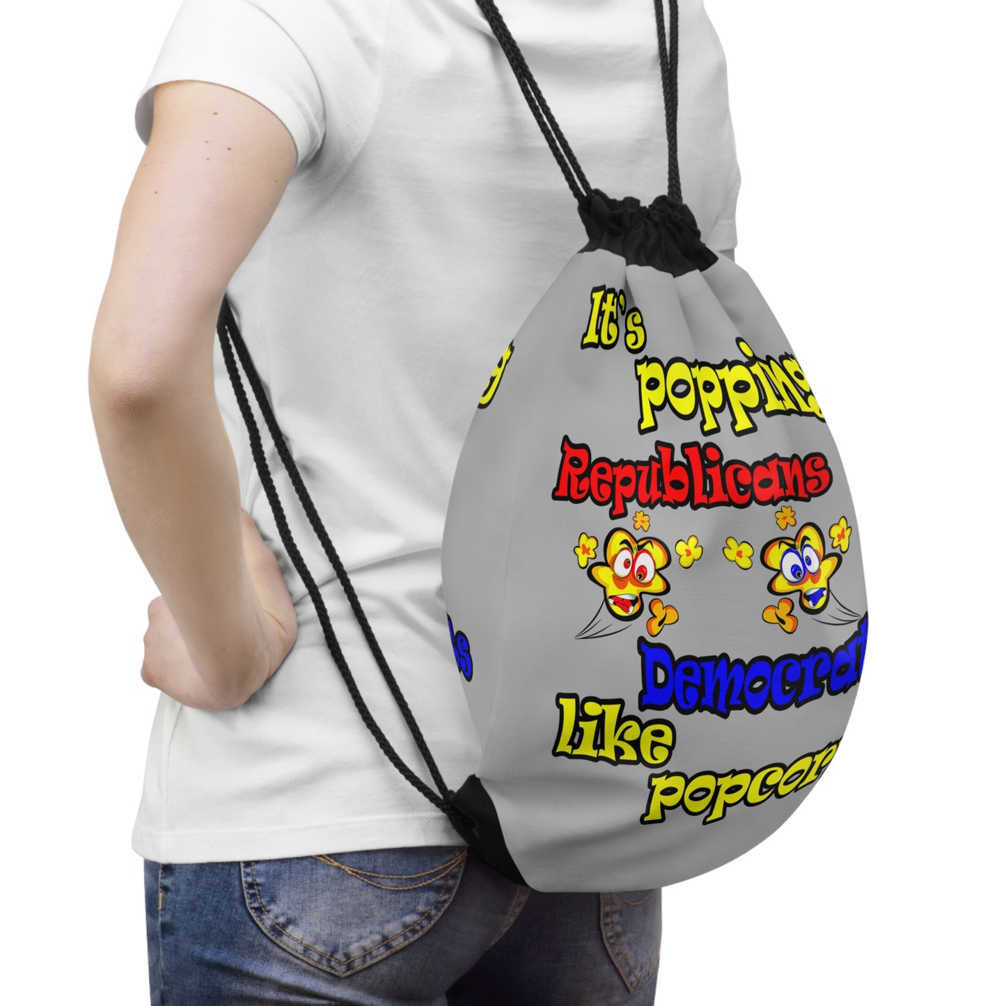 popping like popcorn - Drawstring Bag (light grey)