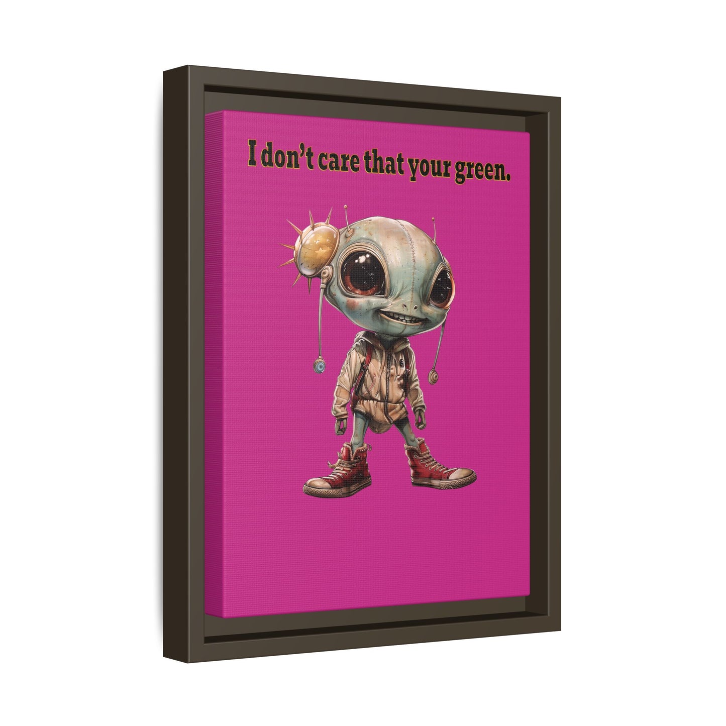I don't care that your green - framed canvas art (pink)