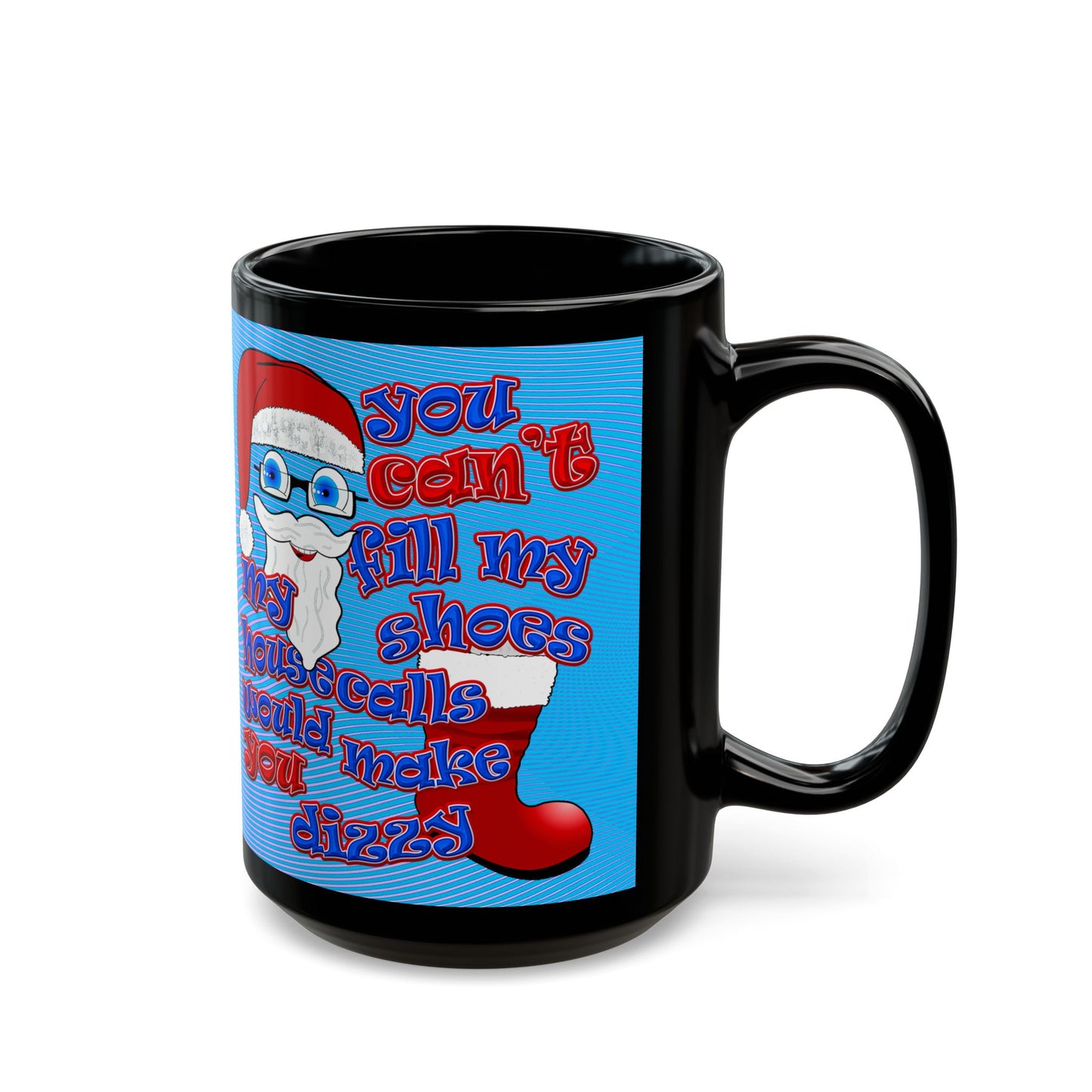 santa's shoes - Black Mug (light blue-purple wave)