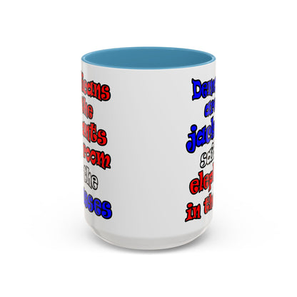 donkeys and elephants - Accent Mug (white)