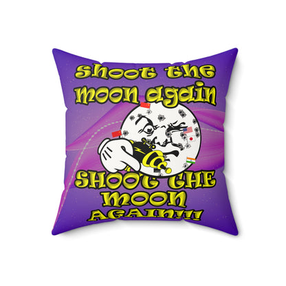 shoot the moon again - Faux Suede Square Pillow - (purple-pink wave)