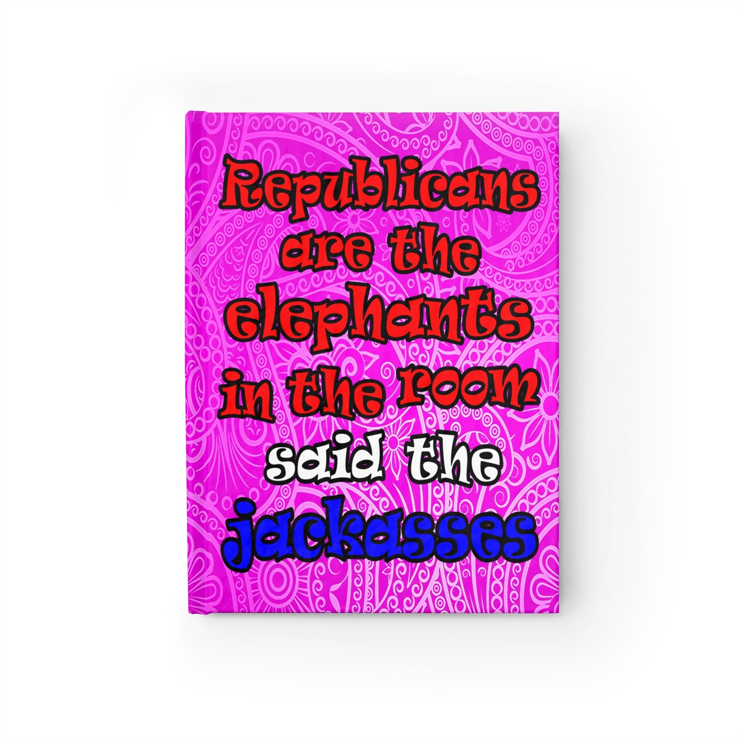 donkeys and elephants - journal-blank (pink swirl)
