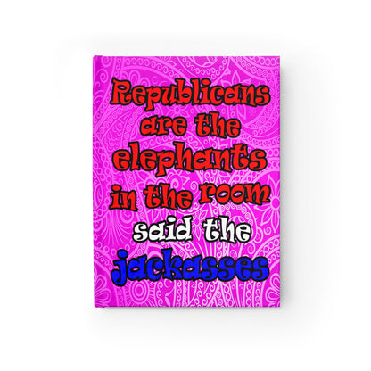donkeys and elephants - journal-blank (pink swirl)