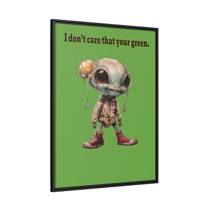 I don't care that your green - framed canvas art (green)