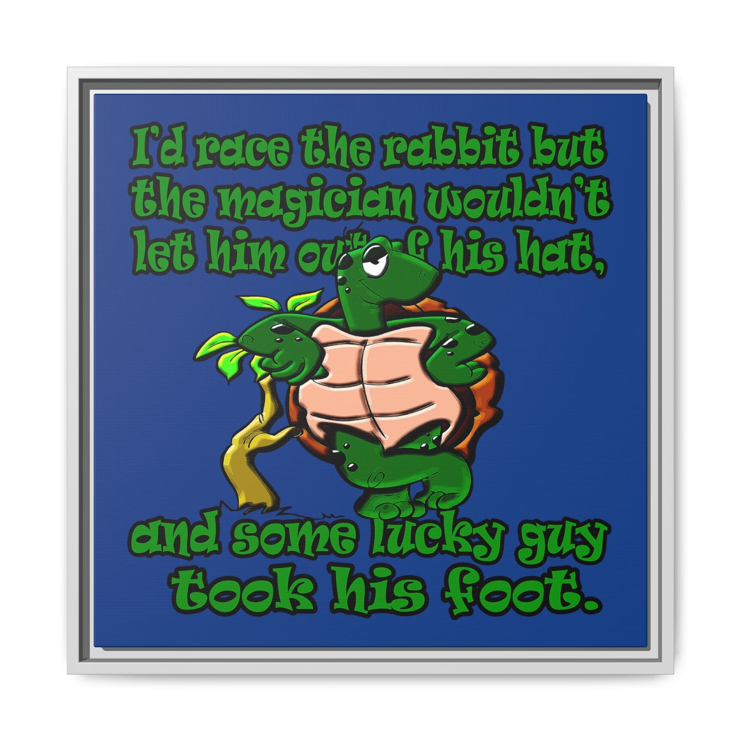 turtle race - framed canvas art (dark blue)