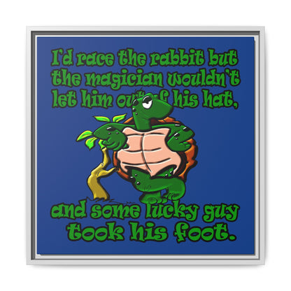 turtle race - framed canvas art (dark blue)