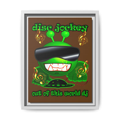 disc jockey - framed canvas art (brown)
