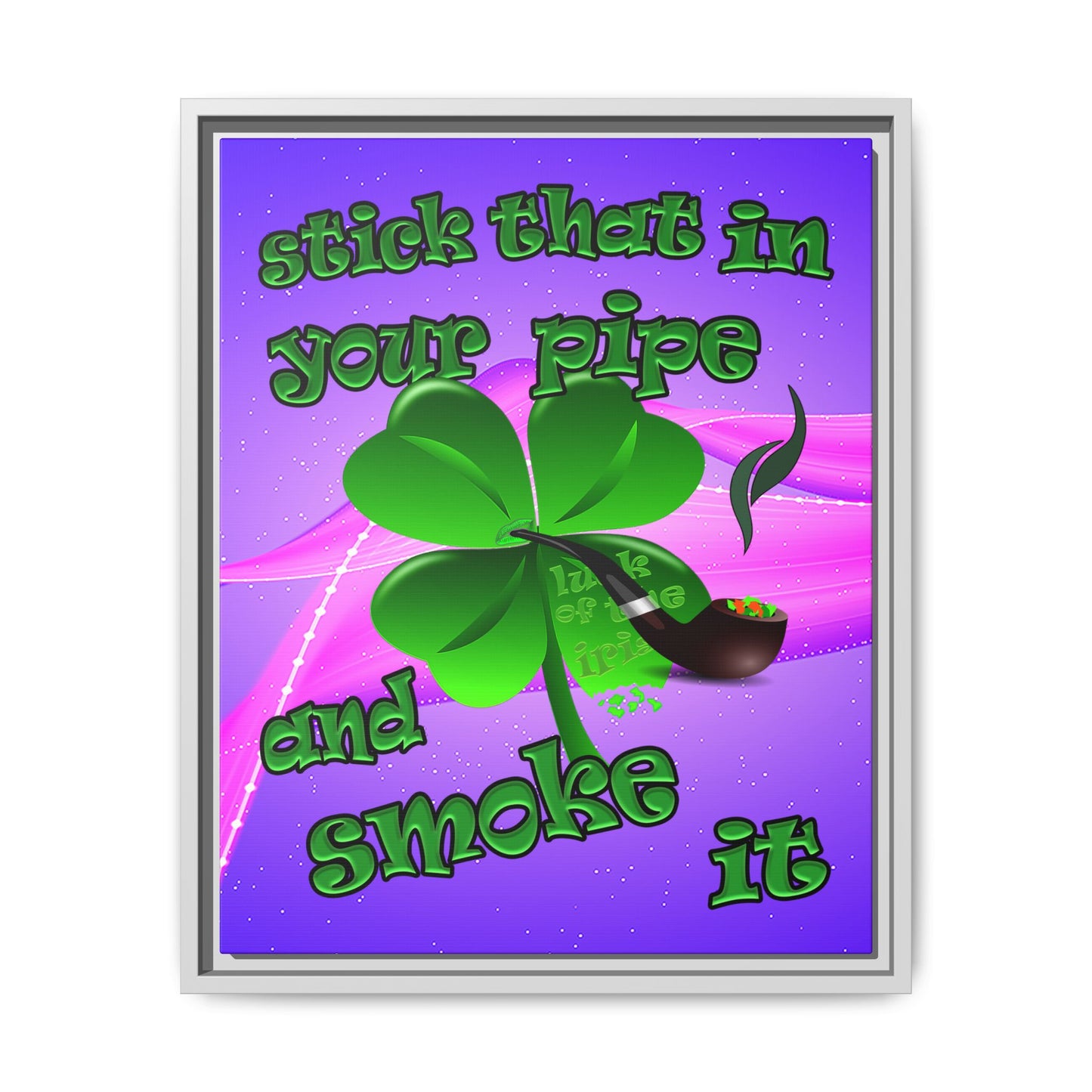 stick that in your pipe and smoke it - framed canvas art (purple-pink wave)