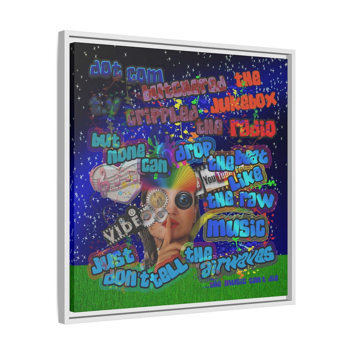 drop the beat - framed canvas art ('snoops' background)
