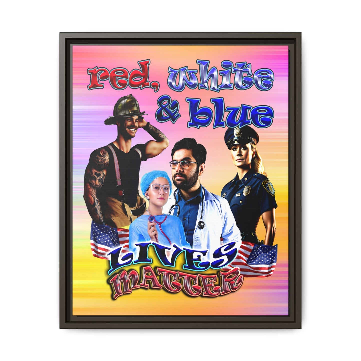 rw&b lives matter - framed canvas art (color blur)